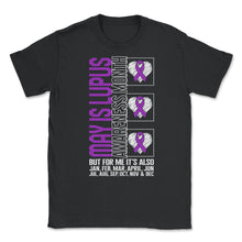 Load image into Gallery viewer, Lupus Shirt, May Is Lupus Awareness Month Purple Ribbon Tee, Lupus - Unisex T-Shirt - Black