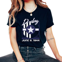 Load image into Gallery viewer, World War II Shirt, D-Day June 6, 1944 Tee, Normandy Invasion Stripes - Unisex T-Shirt - Black