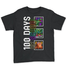Load image into Gallery viewer, School Shirt, 100 Days Of School T-rex Dinosaur Tee, Back To School - Youth Tee - Black