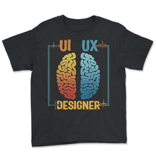 Load image into Gallery viewer, Graphic Designer Shirt, UI UX Designer Brain Tee, Funny User - Youth Tee - Black