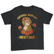Load image into Gallery viewer, National Hispanic Heritage Month Día de Muertos Latino Culture Woman - Youth Tee - Black