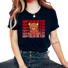 Load image into Gallery viewer, Valentines Shirt, Happy Valentines Day Cute Bear Hugging Red Heart - Unisex T-Shirt - Black