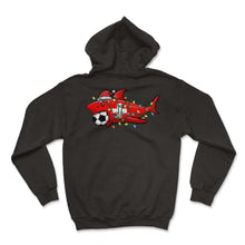Load image into Gallery viewer, Christmas Shirt, Santa Shark Soccer Jersey Football Lights - Hoodie - Black