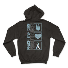 Load image into Gallery viewer, Peace Love Cure Prostate Cancer T Shirt - Hoodie - Black