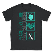 Load image into Gallery viewer, Peace Love Cure Cervical Cancer T Shirt - Unisex T-Shirt - Black