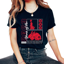 Load image into Gallery viewer, Chinese Zodiac Shirt, Year Of The Rabbit 2023 Floral Tee, Rabbit - Unisex T-Shirt - Black