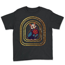 Load image into Gallery viewer, Dia De Los Muertos Shirt, Owl Sugar Skull Floral Tee, Dead Own Bird - Youth Tee - Black