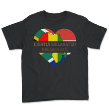 Load image into Gallery viewer, Juneteenth Shirt, Lightly Melanated Hella Black Tee, Black - Youth Tee - Black