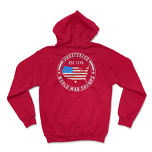 Load image into Gallery viewer, 4th Of July Shirt, Undefeated World War Champs EST 1776 USA Map Flag - Hoodie - Red