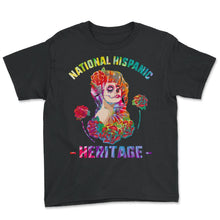 Load image into Gallery viewer, National Hispanic Heritage Month Día de Muertos Latino Culture Woman - Youth Tee - Black