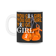 Load image into Gallery viewer, MS Awareness Shirt, You Go Girl Multiple Sclerosis Boxing Gloves - 11oz Mug - Black on White