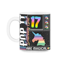 Load image into Gallery viewer, 17th Birthday Girl Unicorn Cute Tee, Pop Birthday Party Theme Costume - 11oz Mug - Black on White