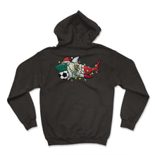 Load image into Gallery viewer, Christmas Shirt, Santa Shark Soccer Jersey Football Lights Mexico Tee - Hoodie - Black