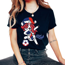 Load image into Gallery viewer, Soccer Girl Dabbing Unicorn Christmas Hat Scarf South Korea Jersey - Unisex T-Shirt - Black