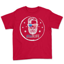 Load image into Gallery viewer, 4th Of July Shirt, Dad Life Sunglasses USA Flag Father Funny - Youth Tee - Red