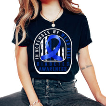 Load image into Gallery viewer, Diabetes Awareness Shirt, In November We Wear Blue Ribbon American - Unisex T-Shirt - Black