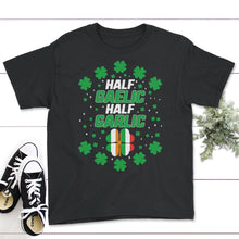 Load image into Gallery viewer, St. Patricks Day Shirt, Half Gaelic Half Garlic, Irish Italian Lucky - Youth Tee - Black