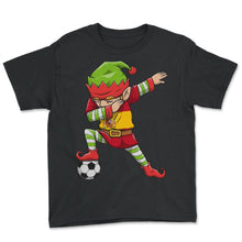 Load image into Gallery viewer, Soccer Boy Dabbing Elf Squad Christmas Jersey Spain Shirt, Soccer - Youth Tee - Black