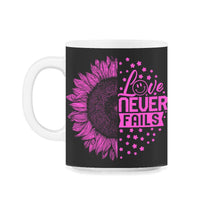 Load image into Gallery viewer, Valentines Day Shirt, Love Never Fails, Bible Verse Quotes Christian - 11oz Mug - Black on White