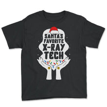 Load image into Gallery viewer, Radiology Shirt, Santa's Favorite X-ray Tech Christmas Light Santa - Youth Tee - Black