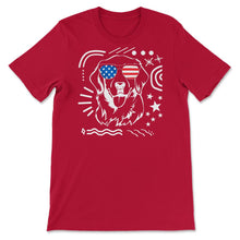 Load image into Gallery viewer, 4th Of July Shirt, Golden Retriever Sunglasses Dog Lover Independence - Unisex T-Shirt - Red