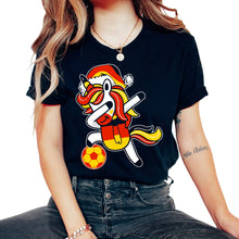 Load image into Gallery viewer, Soccer Girl Dabbing Unicorn Christmas Hat Scarf Germany Jersey Shirt, - Unisex T-Shirt - Black