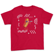 Load image into Gallery viewer, 4th Of July Shirt, Hotdog Sunglasses USA Flag Cute Funny Independence - Youth Tee - Red