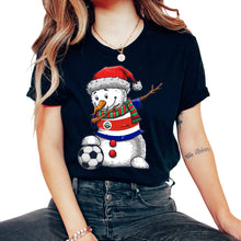 Load image into Gallery viewer, Soccer Boy Dabbing Snowman Christmas Jersey Costa Rica Shirt, - Unisex T-Shirt - Black