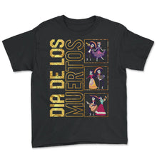 Load image into Gallery viewer, Dia De Los Muertos Shirt, Ballet Folklorico Sugar Skull Skeleton Tee, - Youth Tee - Black
