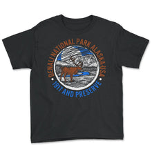Load image into Gallery viewer, Denali National Park Shirt, Alaska Moose USA 1917 Preserve, Animal - Youth Tee - Black