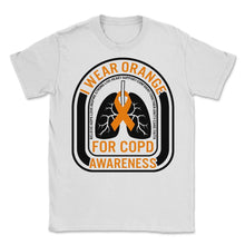 Load image into Gallery viewer, COPD Awareness Shirt, I Wear Orange Ribbon Lungs Tee, Lung Disease - Unisex T-Shirt - White