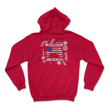 Load image into Gallery viewer, 4th Of July Shirt, Freedom Unlocked Controller Flag Funny - Hoodie - Red
