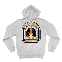 Load image into Gallery viewer, COPD Awareness Shirt, I Wear Orange Ribbon Lungs Tee, Lung Disease - Hoodie - White
