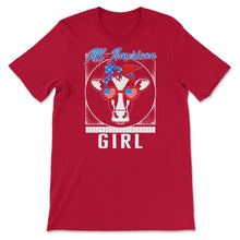 Load image into Gallery viewer, 4th Of July Shirt, All American Girl Flag Cow Sunglasses Independence - Unisex T-Shirt - Red