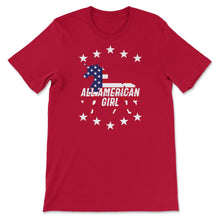Load image into Gallery viewer, 4th Of July Shirt, All American Girl Unicorn Flag Independence Day - Unisex T-Shirt - Red