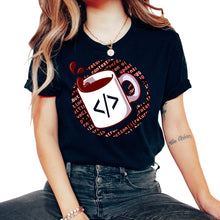 Load image into Gallery viewer, Programmer Shirt, JavaScript Code Coffee Lover Tee, Software - Unisex T-Shirt - Black