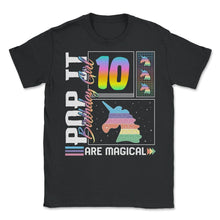 Load image into Gallery viewer, 10th Birthday Girl Unicorn Cute Tee, Pop Birthday Party Theme Costume - Unisex T-Shirt - Black