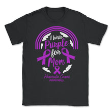 Load image into Gallery viewer, Pancreatic Cancer Shirt, I Wear Purple For My Mom Rainbow Tee, - Unisex T-Shirt - Black