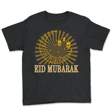 Load image into Gallery viewer, Eid Mubarak Shirt, Crescent And Star Mosque Ramadan Kareem, Islamic - Youth Tee - Black