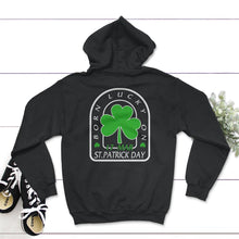 Load image into Gallery viewer, St. Patricks Day Shirt, Born Lucky On St. Patrick's Day, March 17 - Hoodie - Black