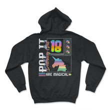Load image into Gallery viewer, 18th Birthday Girl Unicorn Cute Tee, Pop Birthday Party Theme Costume - Hoodie - Black
