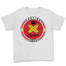 Load image into Gallery viewer, Surfing Senior 2022 Player Graduation Class of 2022 T Shirt - Youth Tee - White