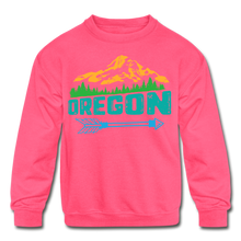 Load image into Gallery viewer, Oregon Kids' Crewneck Sweatshirt - neon pink