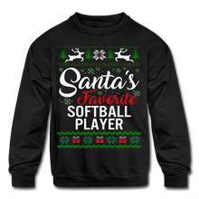Load image into Gallery viewer, Softball Player Kids' Crewneck Sweatshirt - black