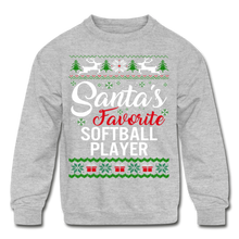 Load image into Gallery viewer, Softball Player Kids' Crewneck Sweatshirt - heather gray