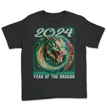 Load image into Gallery viewer, Chines New Year of Dragon Mosaic Style Dragon Vibrant Colors 2024 CNY - Youth Tee - Black

