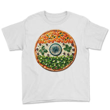 Load image into Gallery viewer, Pizza Tricolor India Independence Day - Youth Tee - White
