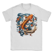 Load image into Gallery viewer, Koi carp crow harmony balance - Unisex T-Shirt - White
