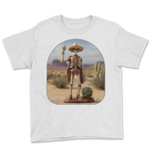 Load image into Gallery viewer, Cowboy Skeleton Rock On Western Vibes - Youth Tee - White
