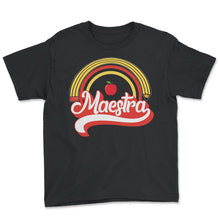 Load image into Gallery viewer, Teacher Shirt, Maestra Pencil Apple Rainbow Cute Tee, Proud Spanish
